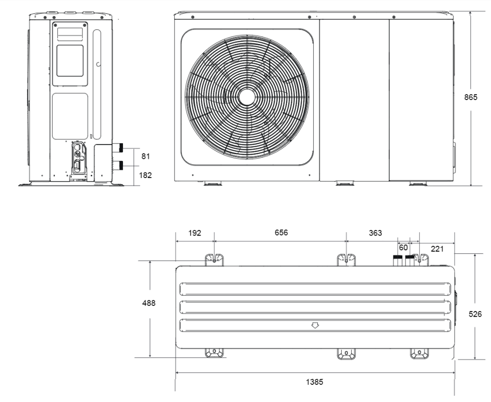 Wymiary - AQUANTIA MONOBLOC R32