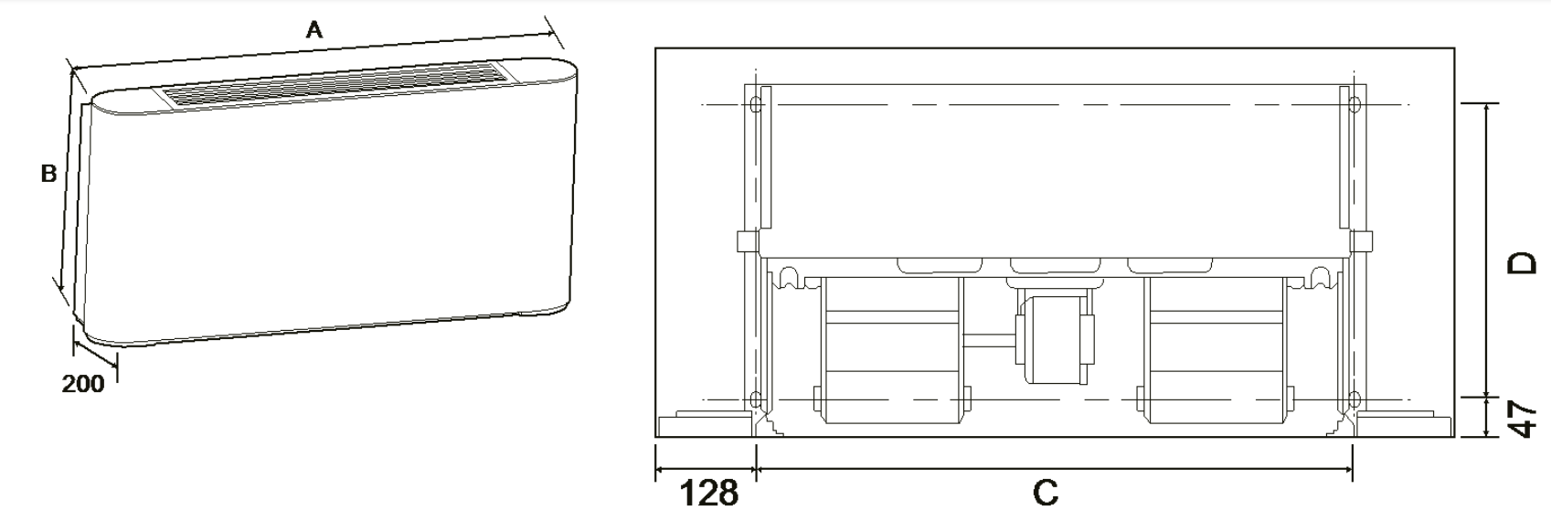 Wymiary - PRZYPODŁGOWY / PODSUFITOWY