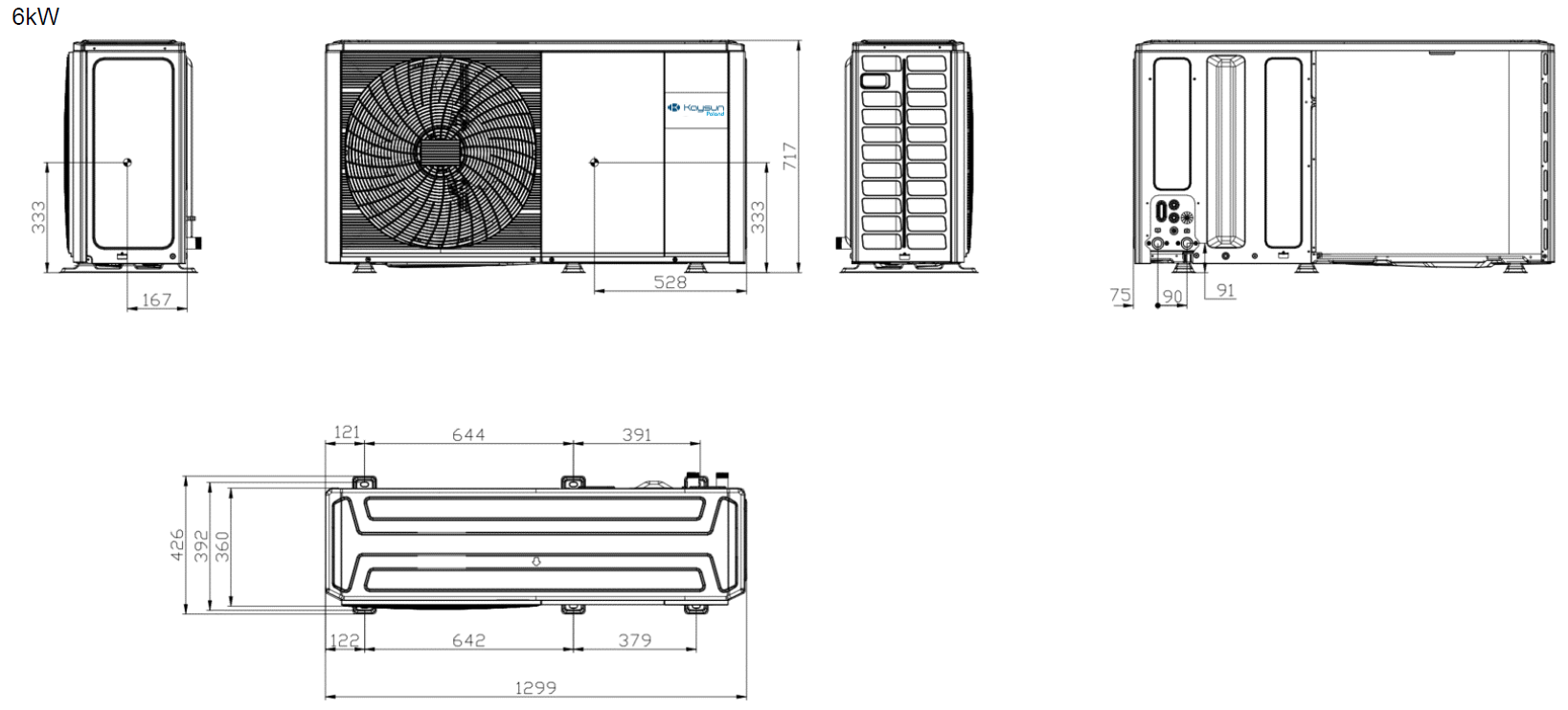 Wymiary - AQUANTIA MONOBLOC R290